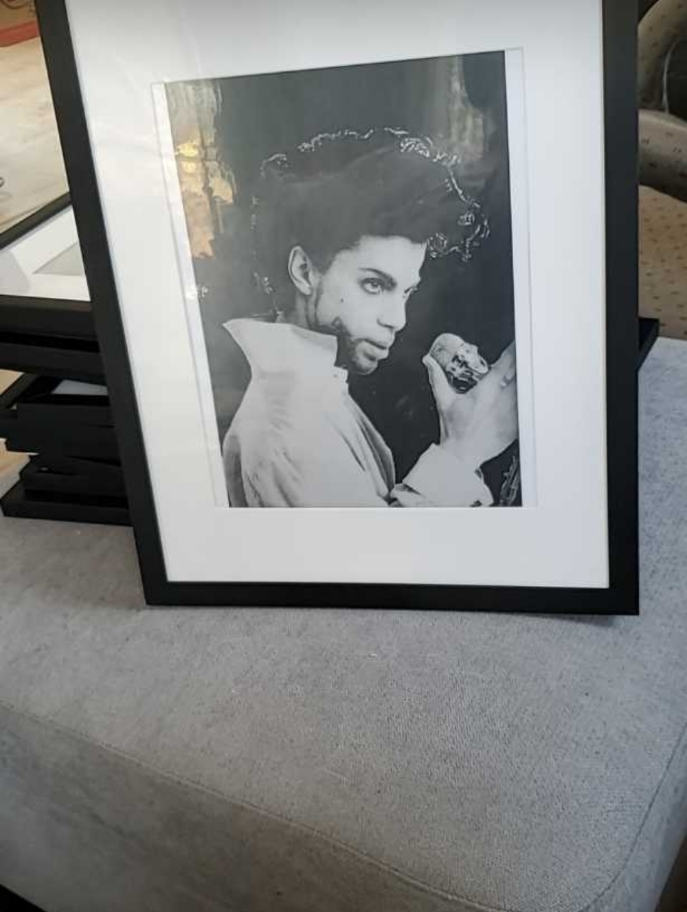 Black Framed Men’s Portrait Wall Art - Black Photo Of Prince.